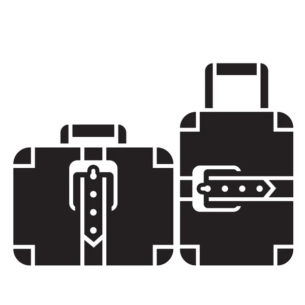 Suitcases. black and white icon sign. — Stock Vector