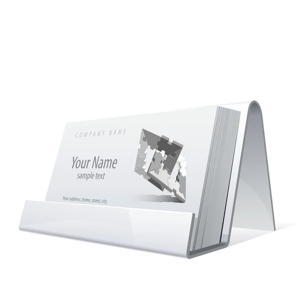 Λευκό γυαλιστερό κάτοχος για επαγγελματικές κάρτες. εικονογράφηση φορέας — Διανυσματικό Αρχείο