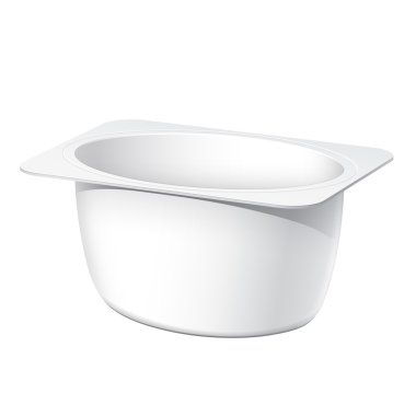 yoğurt için gerçekçi beyaz boş plastik konteyner