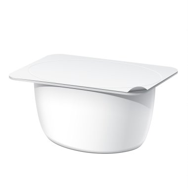 yoğurt için gerçekçi beyaz boş plastik konteyner