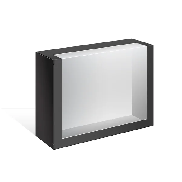 Schwarzer Paketkasten mit transparentem Fenster — Stockvektor