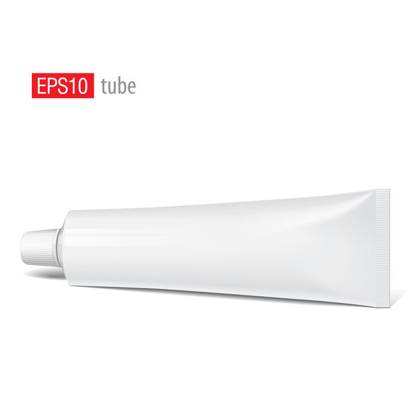 Реалистичная белая трубка. Для косметики, мазей, кремов, зубной пасты, клея Vector.elements
