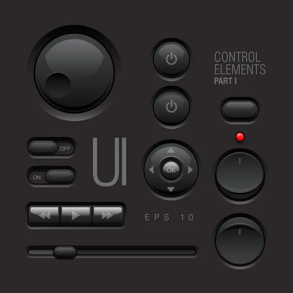 Elementos Dark Web UI. Botones, interruptores, barras — Archivo Imágenes Vectoriales