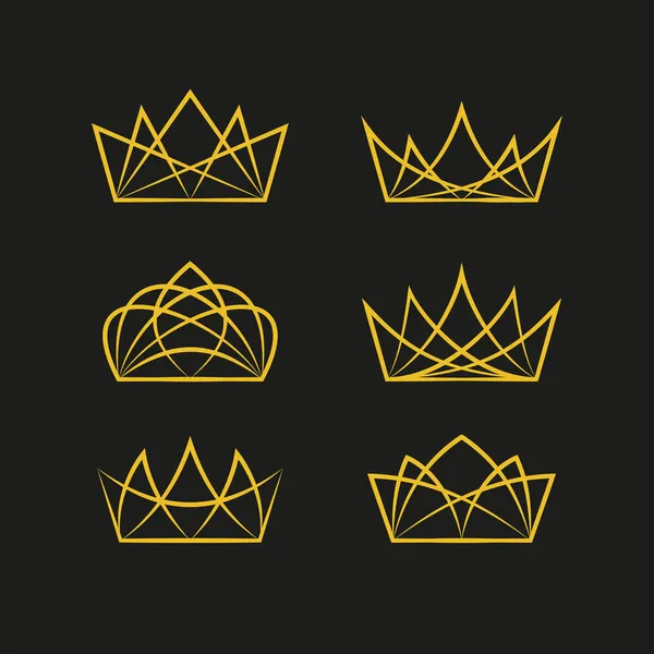Coronas Reales Lujo Iconos Calidad Corona Corona Símbolo Vector Ilustración — Vector de stock