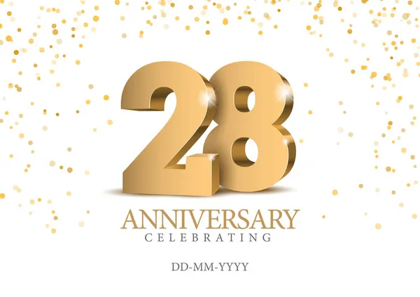 Anniversary Gold Numbers Poster Template Celebrating 28Th Anniversary Event Party — Stock Vector