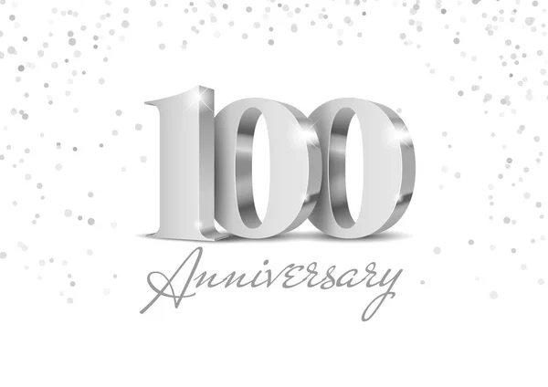 Aniversario 100 Números Plata Plantilla Cartel Celebración Del 100º Aniversario — Archivo Imágenes Vectoriales