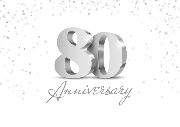 創立80周年記念 銀の３次元番号 創立80周年記念イベントのポスターテンプレート ベクターイラスト — ストックベクタ