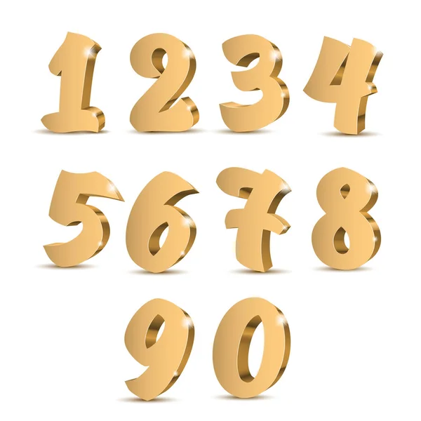 Gold Numbers Symbol Set Vector Illustration — Stock Vector