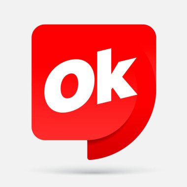 Sembol tamam. Kırmızı etiketli bir reklam. Onay ya da rıza göstergesi. vektör illüstrasyonu
