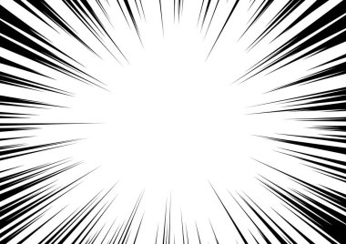 Siyah-beyaz kontrastlı ışınların arka planı daire şeklinde dizilmiş. Bir parıltı ya da parıltı görüntüsü. Kompozisyonun merkezine yoğunlaşın. Çeşitli grafik tasarımlar için. Vektör illüstrasyonu