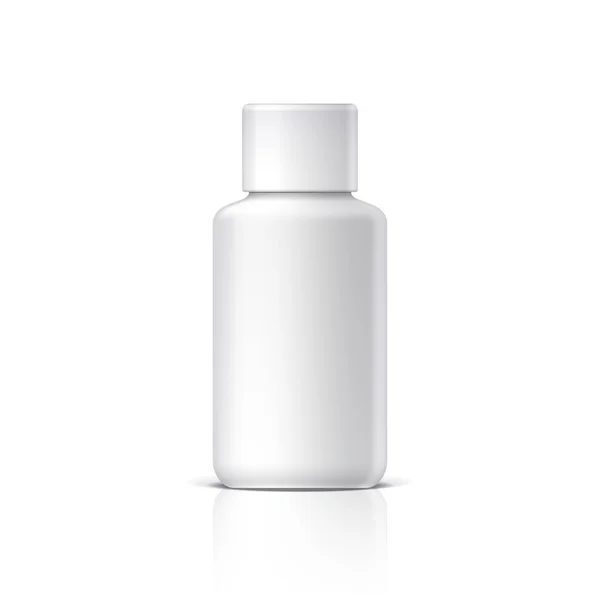 Δροσερό Ρεαλιστική Λευκό Πλαστικό Μπουκάλι Ιατρική Συσκευασία Προϊόντος Διάφορα Υγρά — Διανυσματικό Αρχείο
