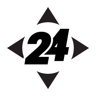 24 saat ya infaz ya da teslimat hizmeti simgeleri sipariş et. Vektör illüstrasyonu