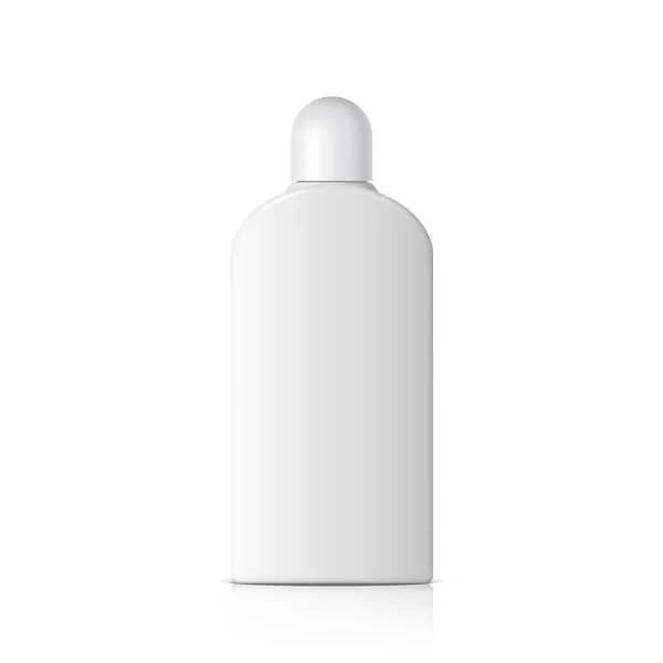 Cool Realistic Flat White Пластиковая Бутылка Коллекция Косметики Сливок Супов — стоковый вектор