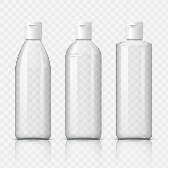 Botol Plastik Realistis Yang Keren Dengan Latar Belakang Transparan Koleksi - Stok Vektor
