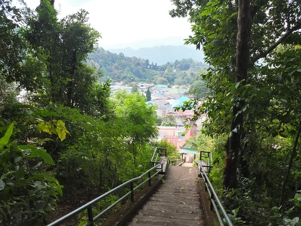 Escalier vers montagne tropicale — Photo