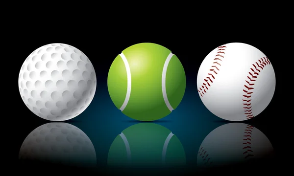 Sportbälle set Golf, Tennis, Baseball — Stockvektor