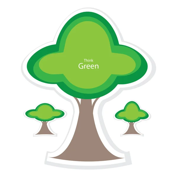 Yeşil ağaç vektör düşünüyorum — Stok Vektör
