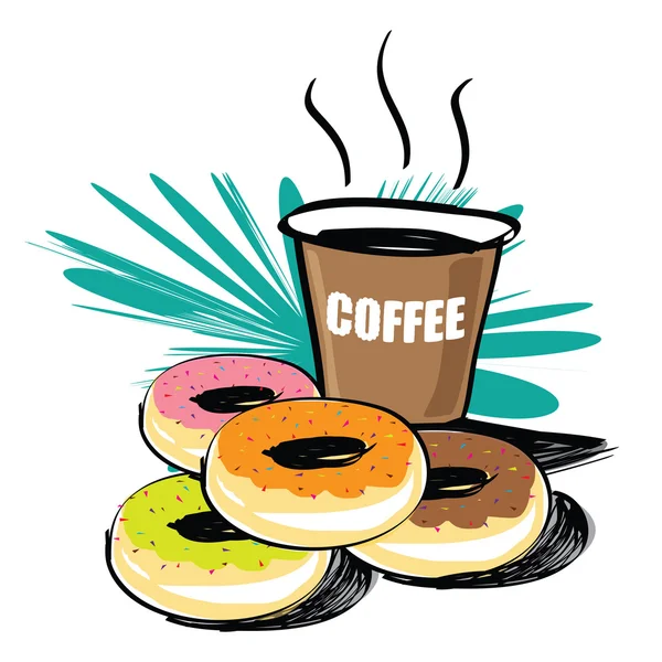 Conjunto de donut vector dibujado a mano — Vector de stock