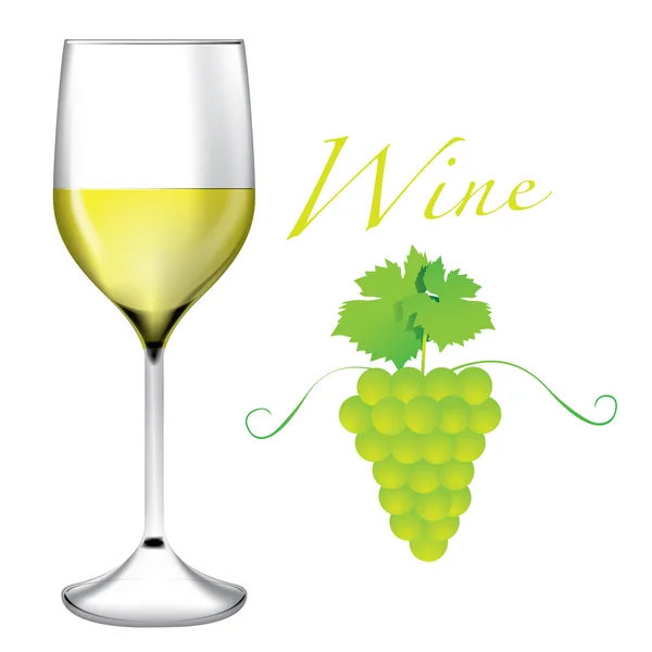 Bicchiere di vino - grappoli d'uva vettore — Vettoriale Stock