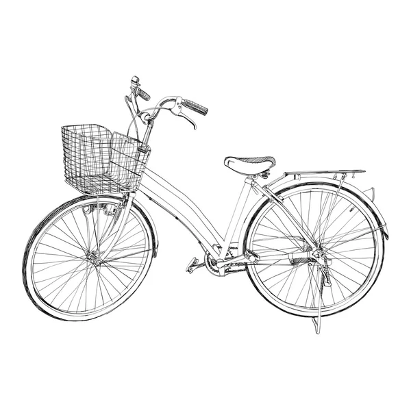 Old bicycle - sketch illustration hand drawn — Stock Vector