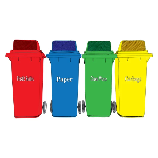 Coloridas papeleras de reciclaje vector — Vector de stock