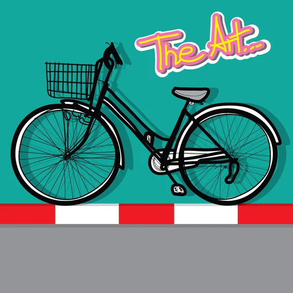 Bicyclette - Dessiné à la main et fond couleur — Image vectorielle