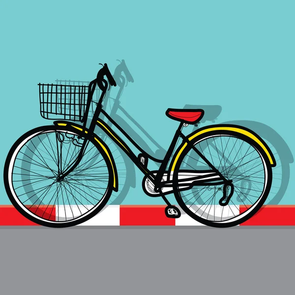 Bicyclette - Dessiné à la main et fond couleur — Image vectorielle