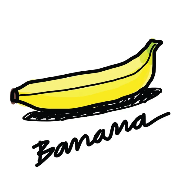 Main banane mûre - dessinée — Image vectorielle