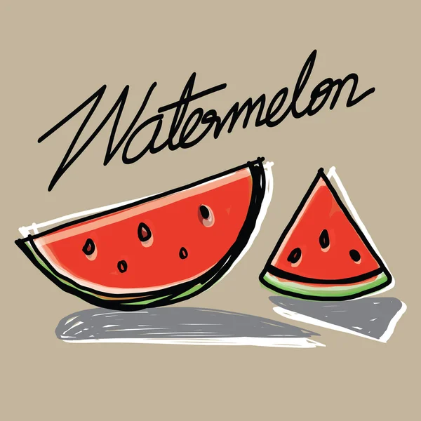 Wassermelonenscheiben von Hand - gezeichnet — Stockvektor