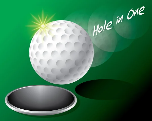 Golf ball op rand van gat — Stockvector