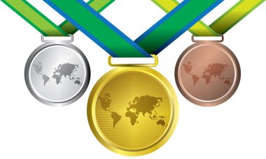 Altın, gümüş ve Bronz Madalyalar gibi - Ödülleri vektör