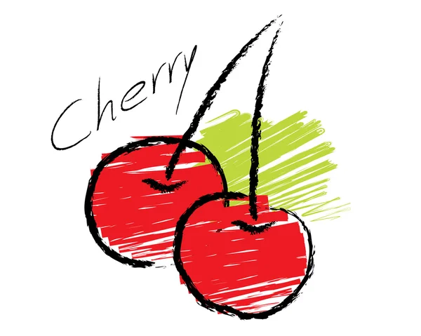 Sketch of cherry vector — Stock Vector