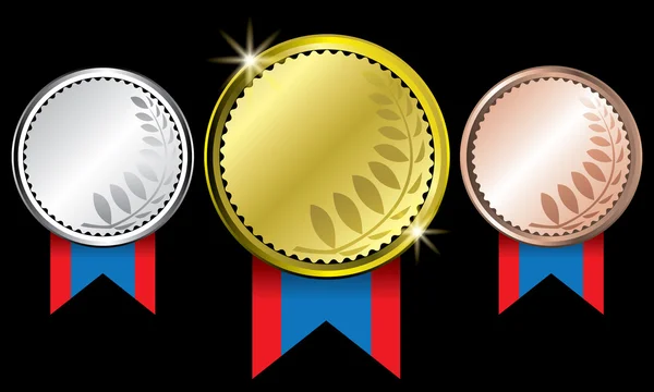 Auszeichnungen als Medaillen - Gold, Silber und Bronze — Stockvektor