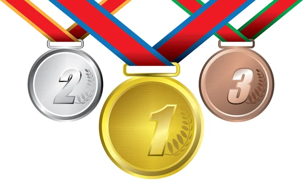 Prêmios como medalhas - ouro, prata e vetor de bronze — Vetor de Stock