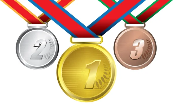 Prijzen zoals medailles - goud, zilver en brons vector — Stockvector