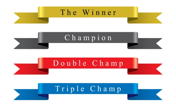 Ganador Champion Ribbon set vector — Archivo Imágenes Vectoriales
