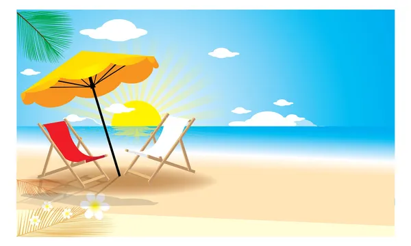 Verano playa vector — Vector de stock