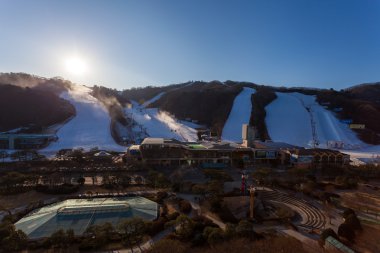 Hongcheon, Güney Kore - 7 Mart: Görünüm vivaldi park ski world at