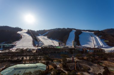 Hongcheon, Güney Kore - 7 Mart: Görünüm vivaldi park ski world at