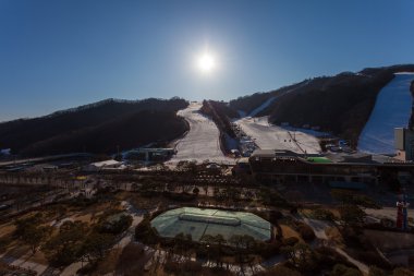 Hongcheon, Güney Kore - 7 Mart: Görünüm vivaldi park ski world at