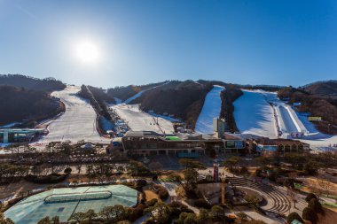 Hongcheon, Güney Kore - 7 Mart: Görünüm vivaldi park ski world at