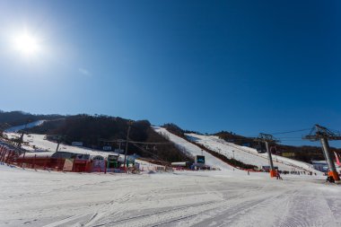Hongcheon, Güney Kore - 7 Mart: Görünüm vivaldi park ski world at
