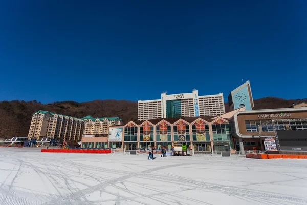 Hongcheon，韩国 — — 3 月 7 日： 在维瓦尔第公园滑雪世界视图 — 图库照片