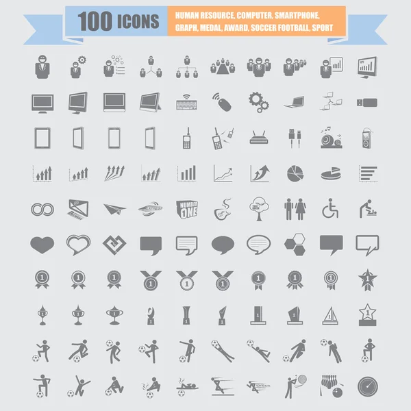 100 Universal Standard Icons vector — Stock Vector