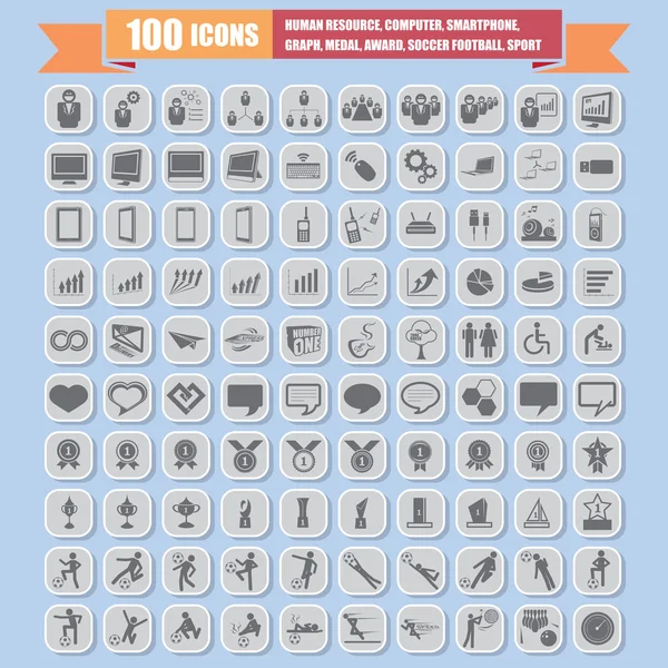 100 Universal Standard Icons vector — Stock Vector