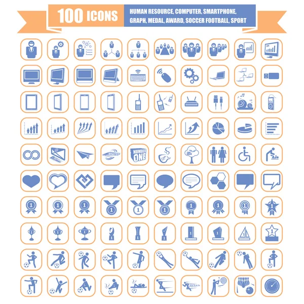 100 Universal Standard Icons vector — Stock Vector