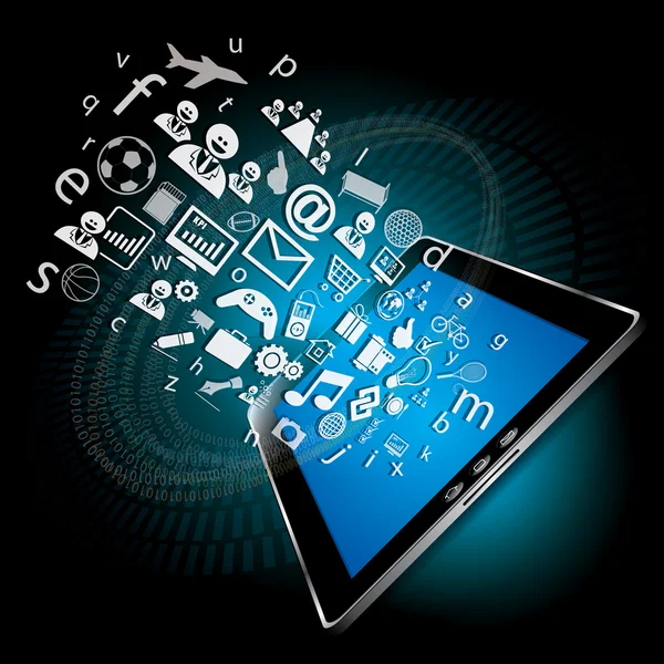 Conectividade de rede social no vetor conceito tablet —  Vetores de Stock