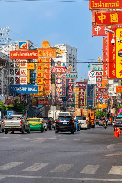 Yaowarat Bangkok Thailand Jan 2022 Forgalom Reggel Kínai Negyed Thaiföld — Stock Fotó