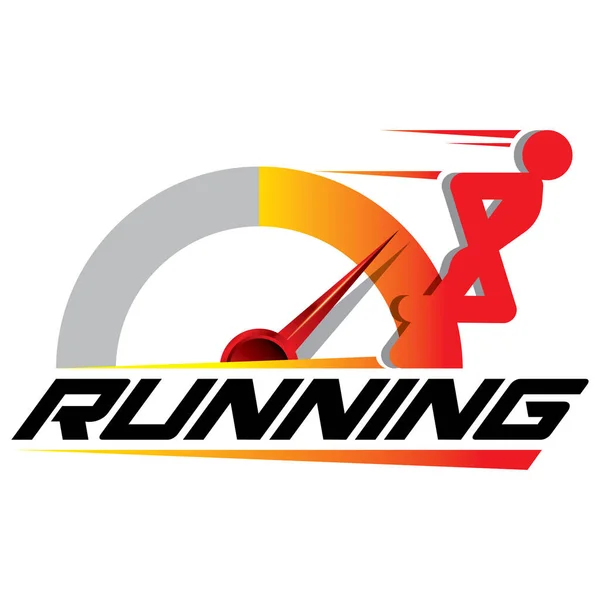 Running Logo Concept Design Mit Stickman Templat Vektor — Stockvektor