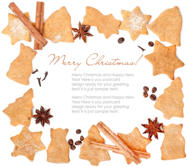 Рамка рождественского имбирного печенья со специями — стоковое фото